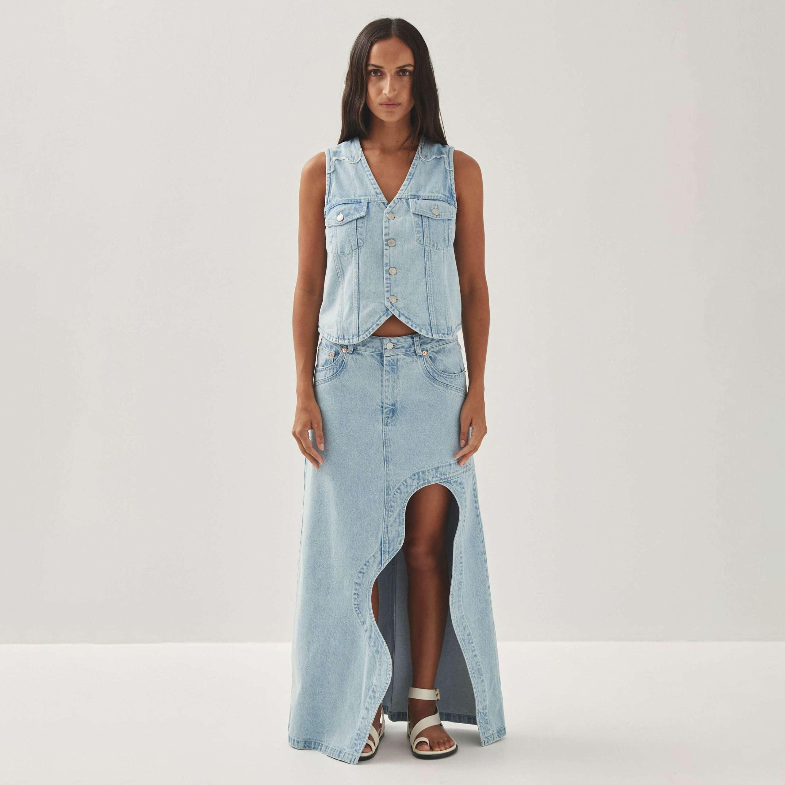 Carmina Light Blue Denim Skirt - Image 3