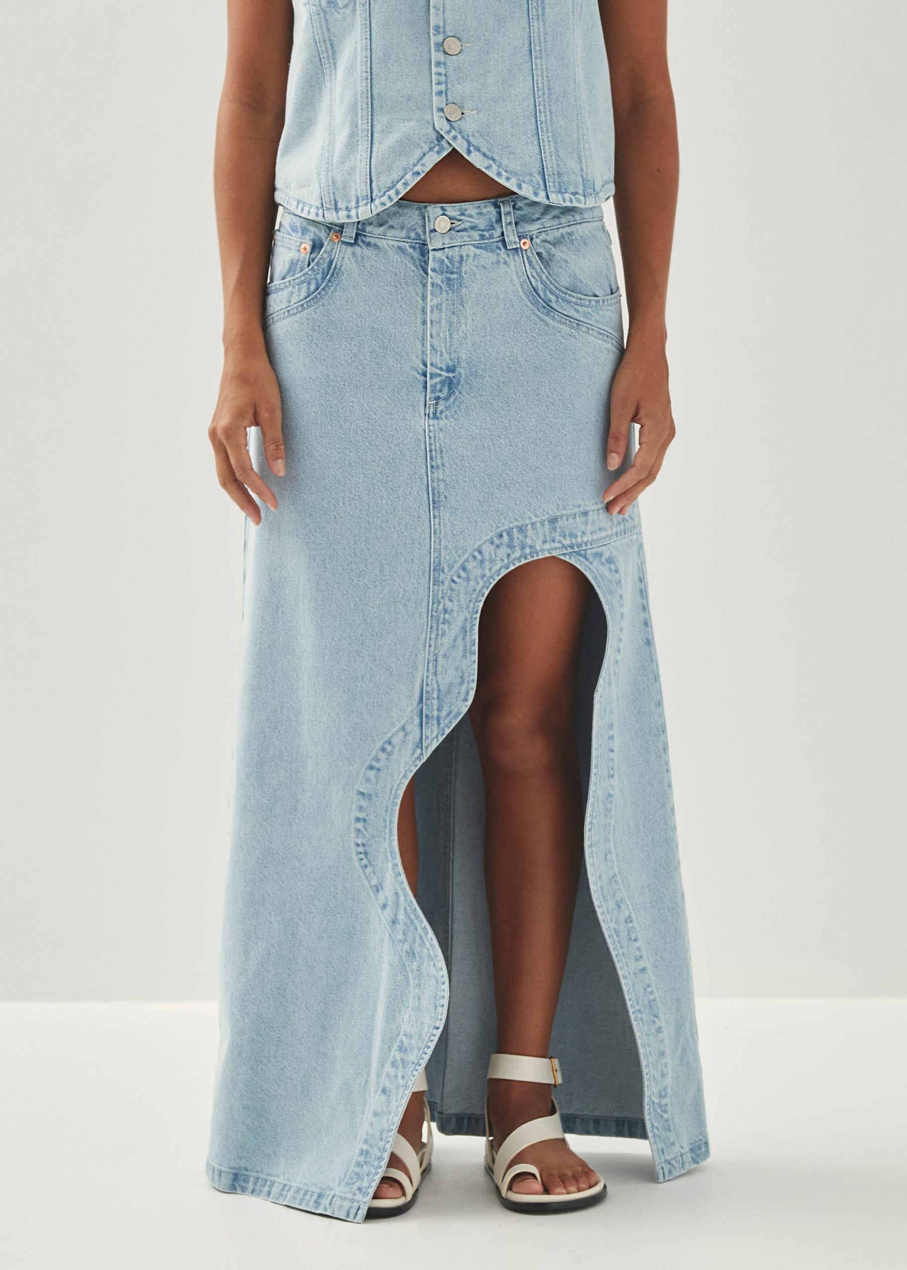 Carmina Light Blue Denim Skirt - Image 4