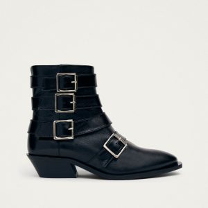 Eras Black Leather Ankle Boots