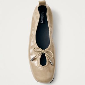 Rosalind Beige Patent Leather Ballet Flats