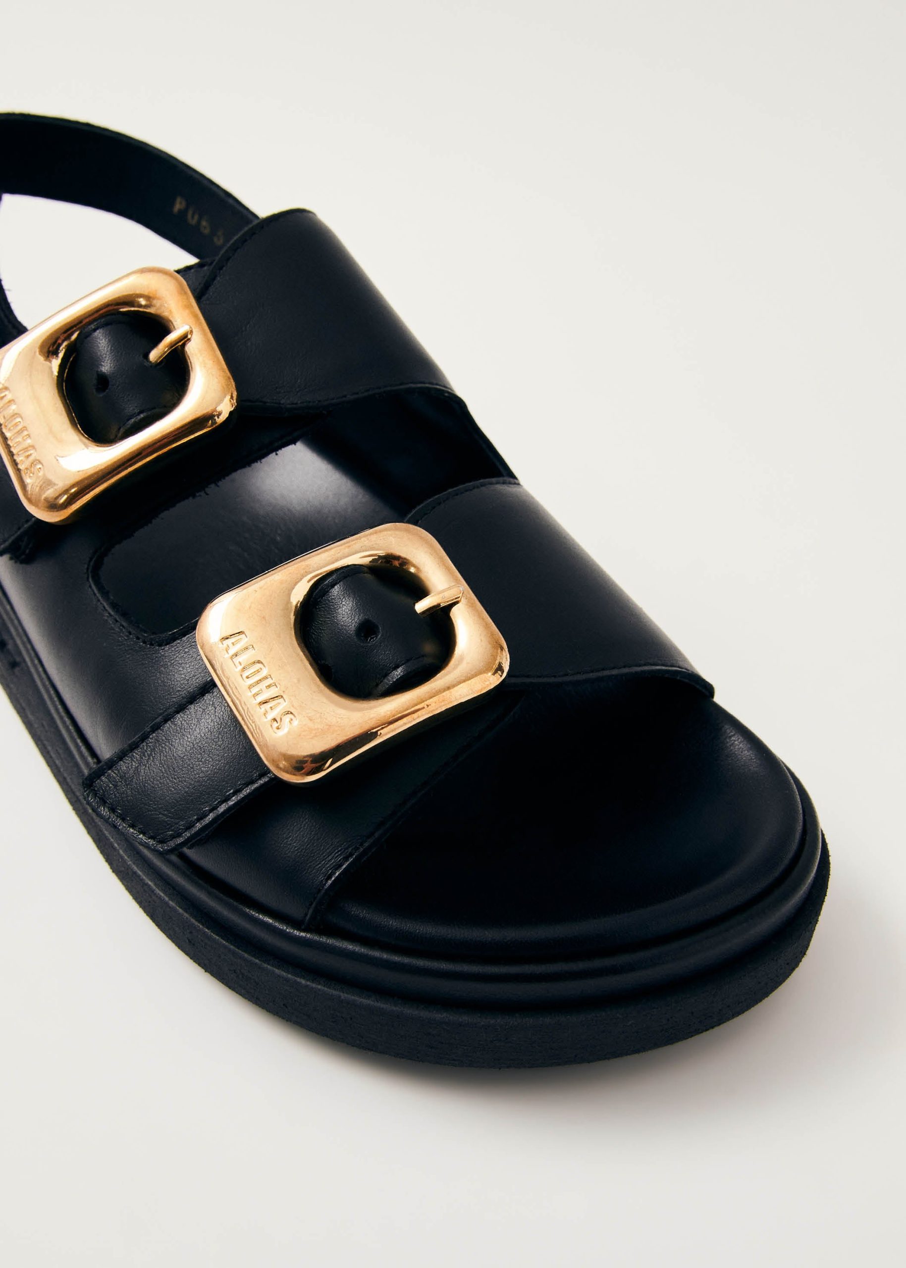 Daria Black Leather Sandals - Image 6