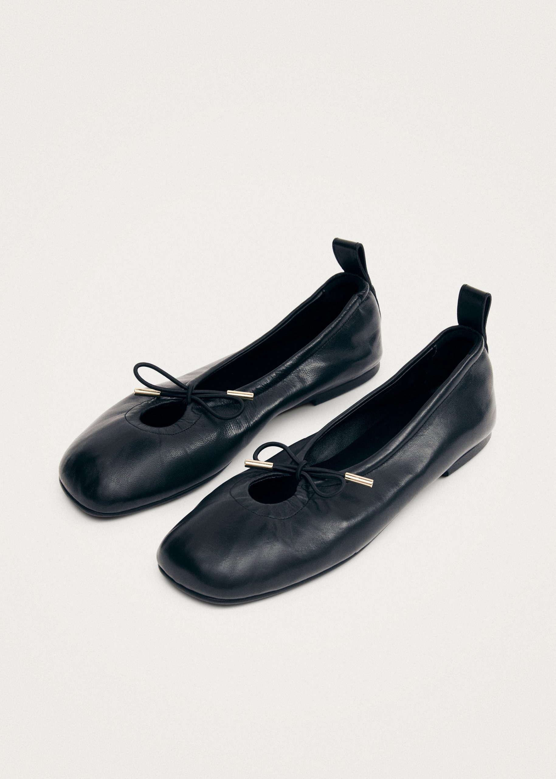 Rosalind Black Leather Ballet Flats - Image 5