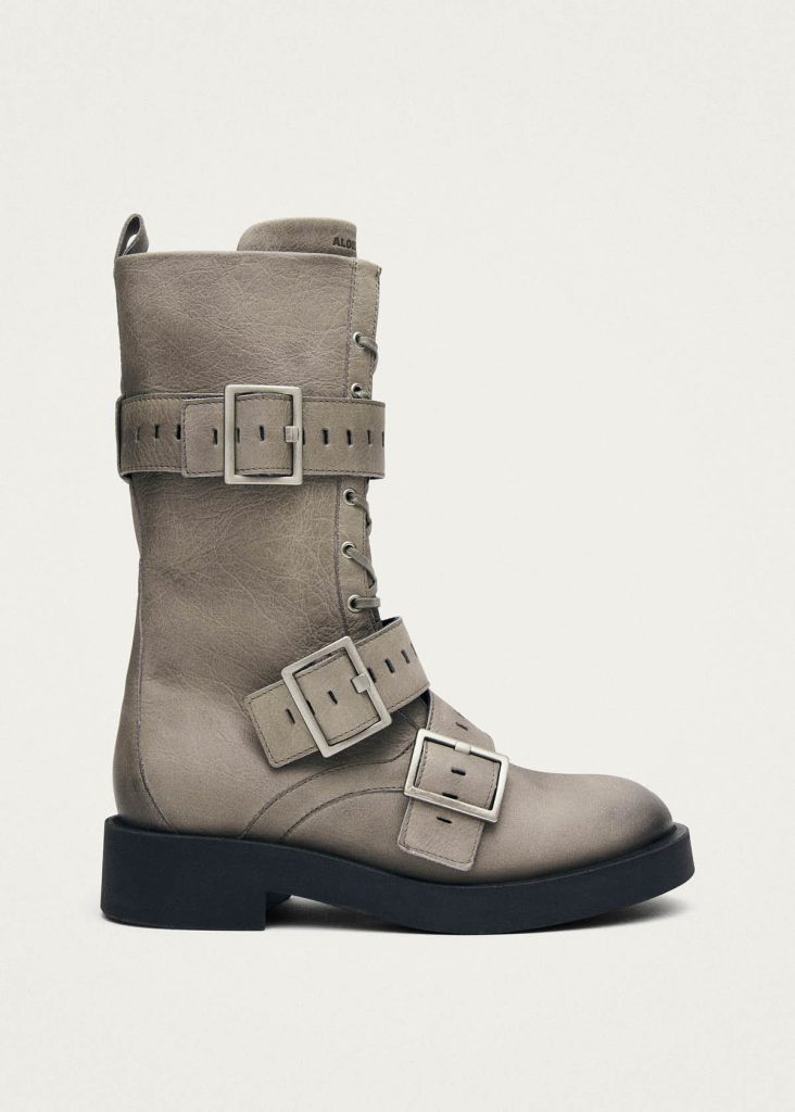 Avril Vintage Grey Leather Ankle Boots