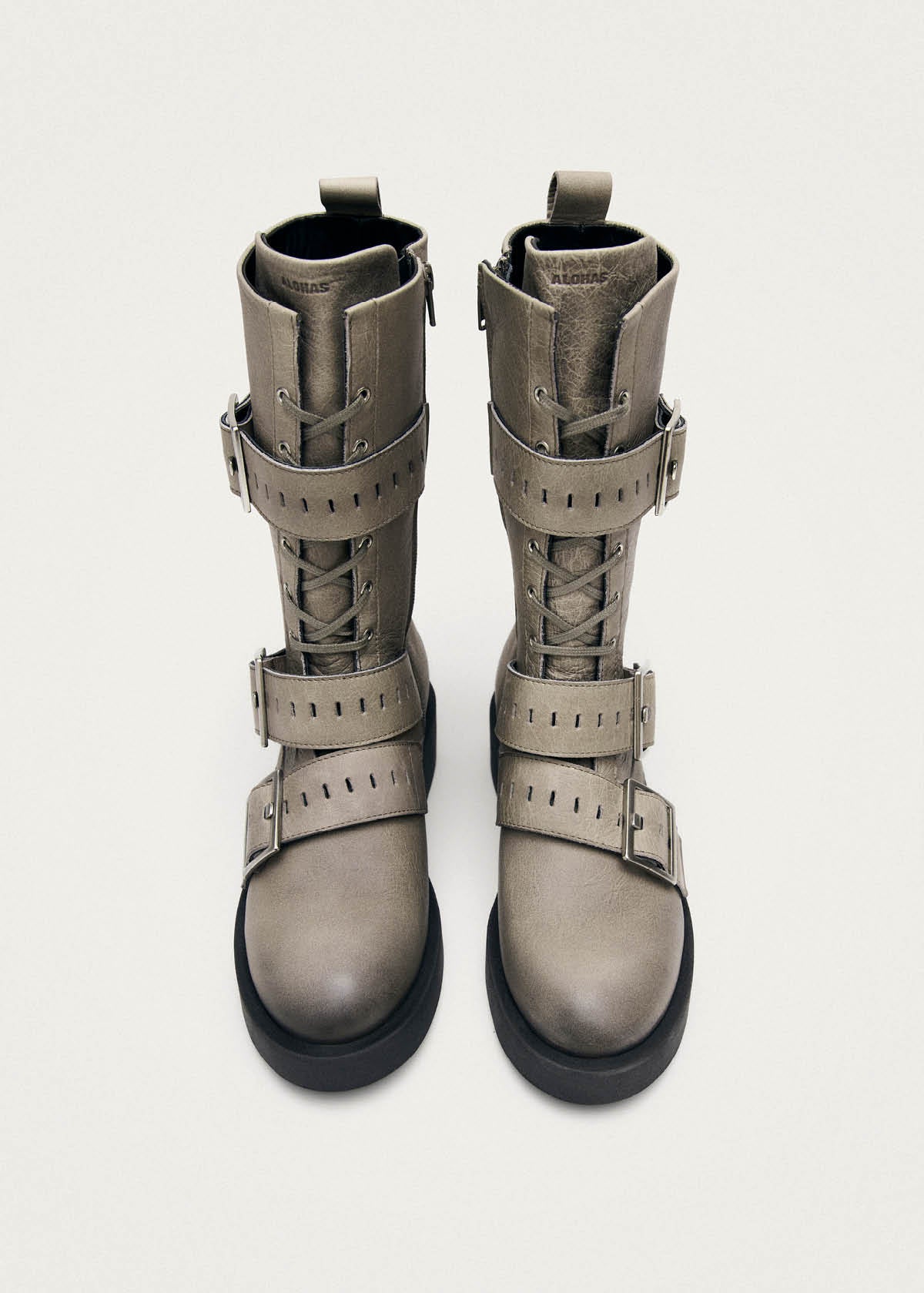 Avril Vintage Grey Leather Ankle Boots - Image 4