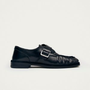 Brandy Black Leather Loafers