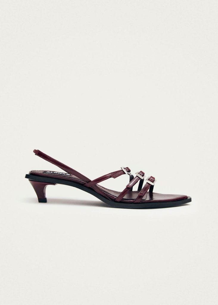 Britney Burgundy Leather Sandals