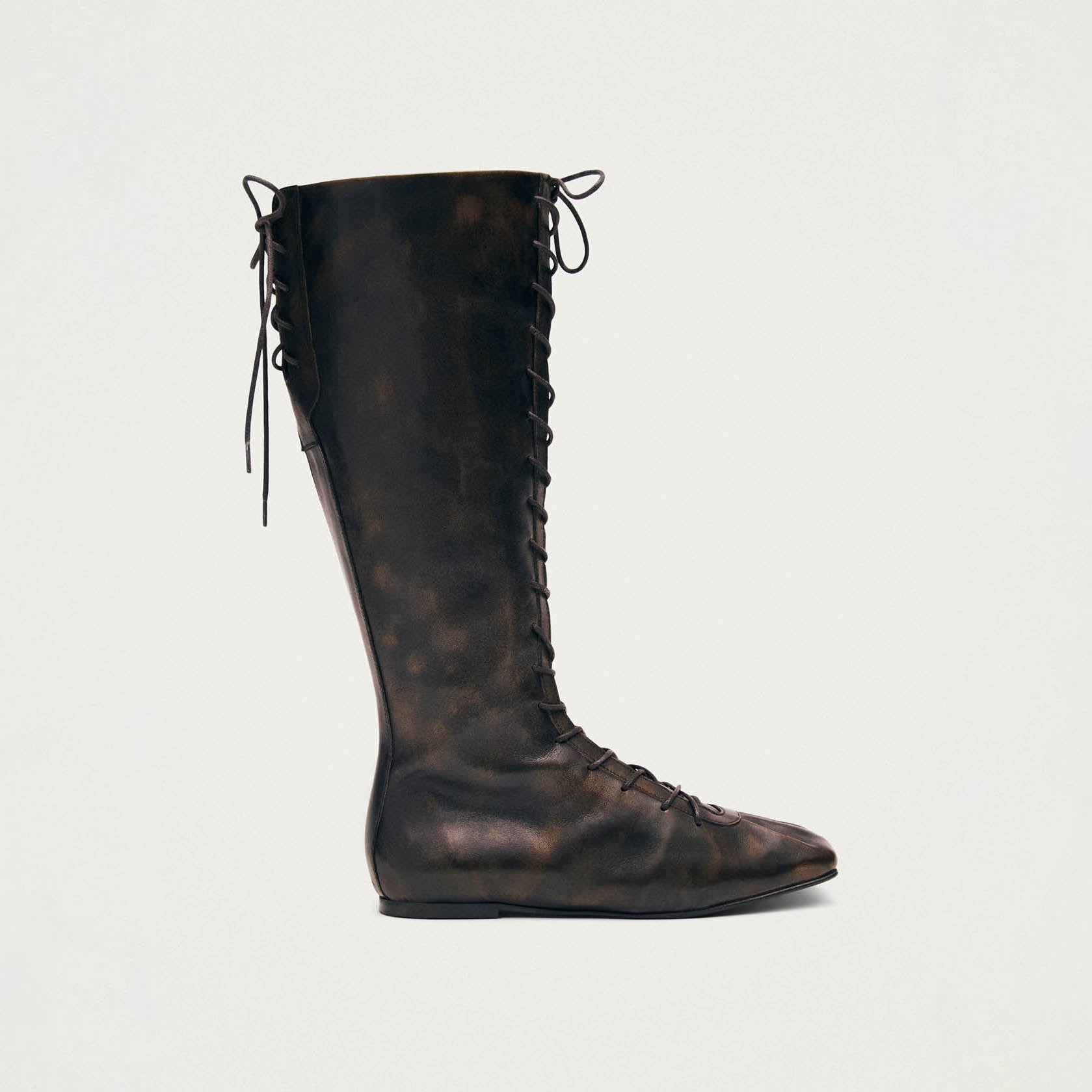 Jules Brushed Brown Leather Boots - Image 3