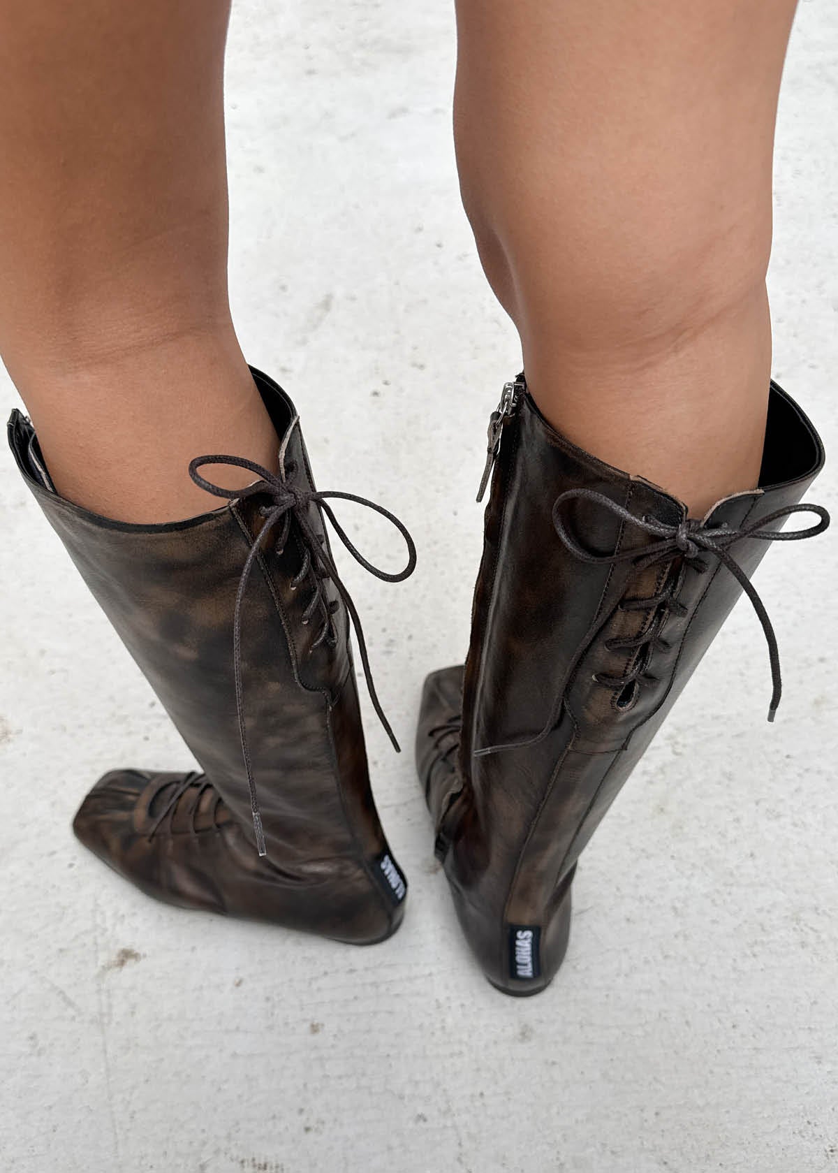 Jules Brushed Brown Leather Boots - Image 2