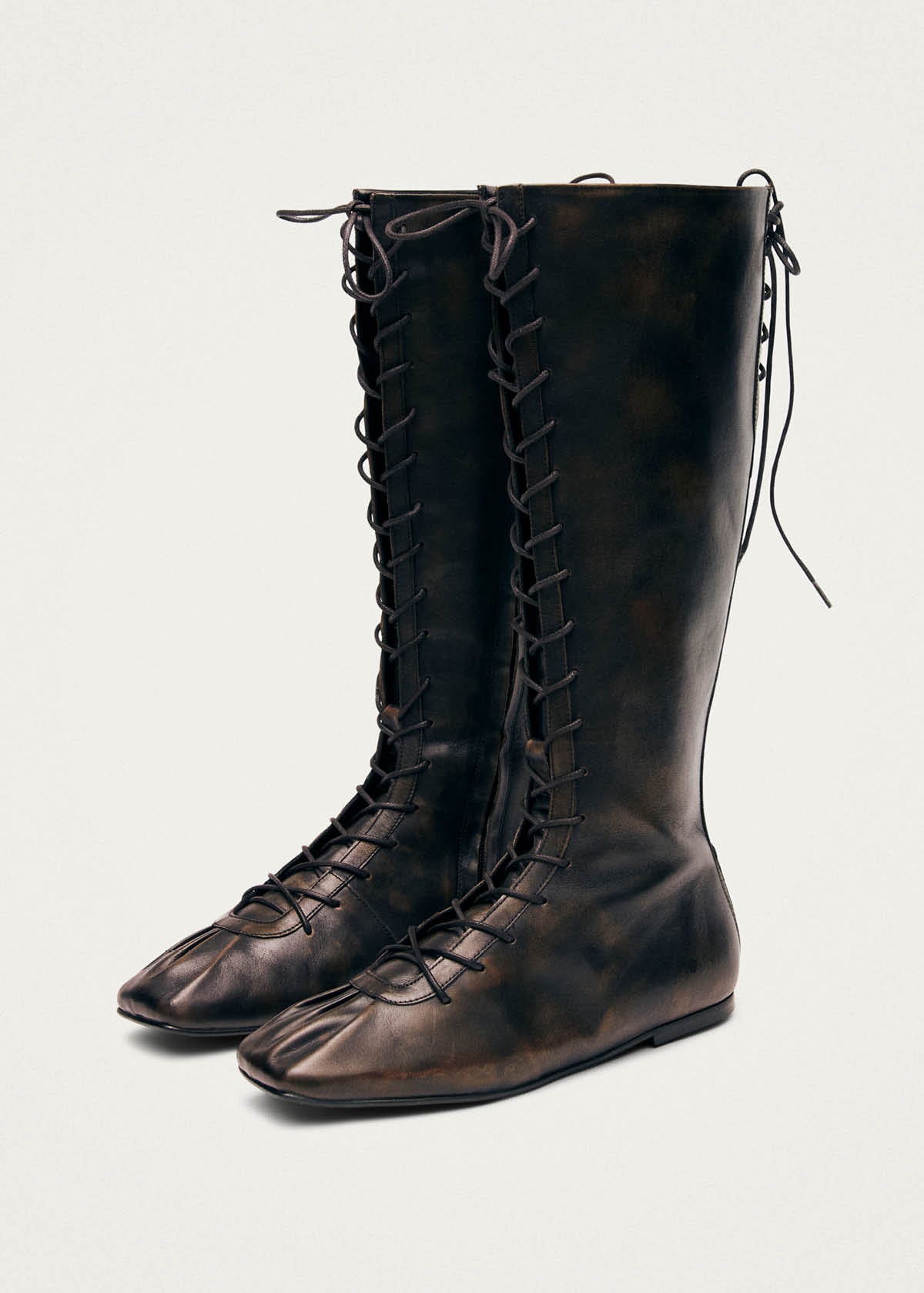 Jules Brushed Brown Leather Boots - Image 4