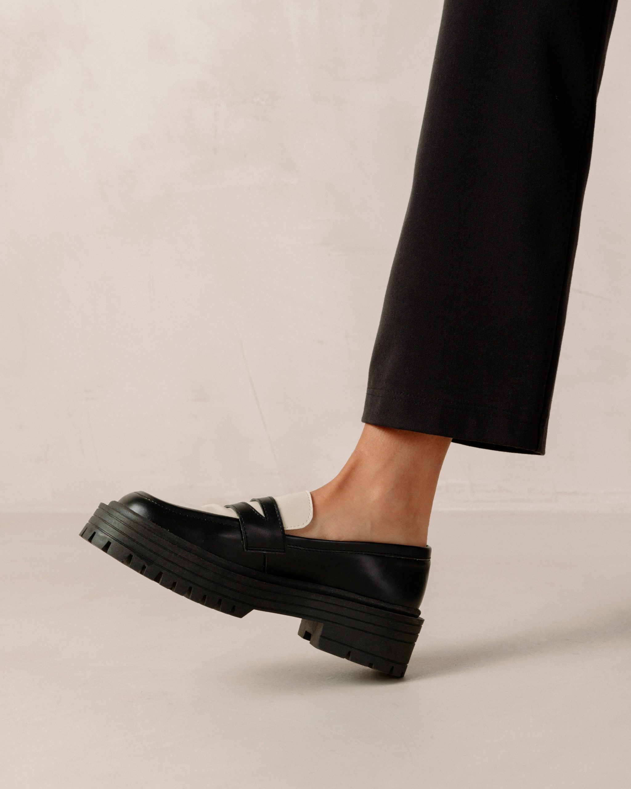 Mask Bicolor Black Vegan Leather Loafers - Image 6