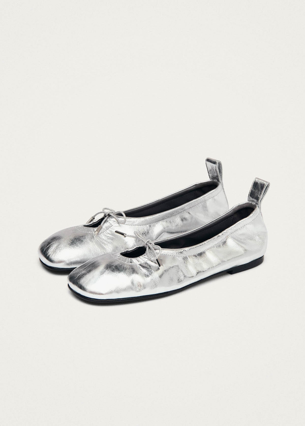 Rosalind Shimmer Silver Leather Ballet Flats - Image 5