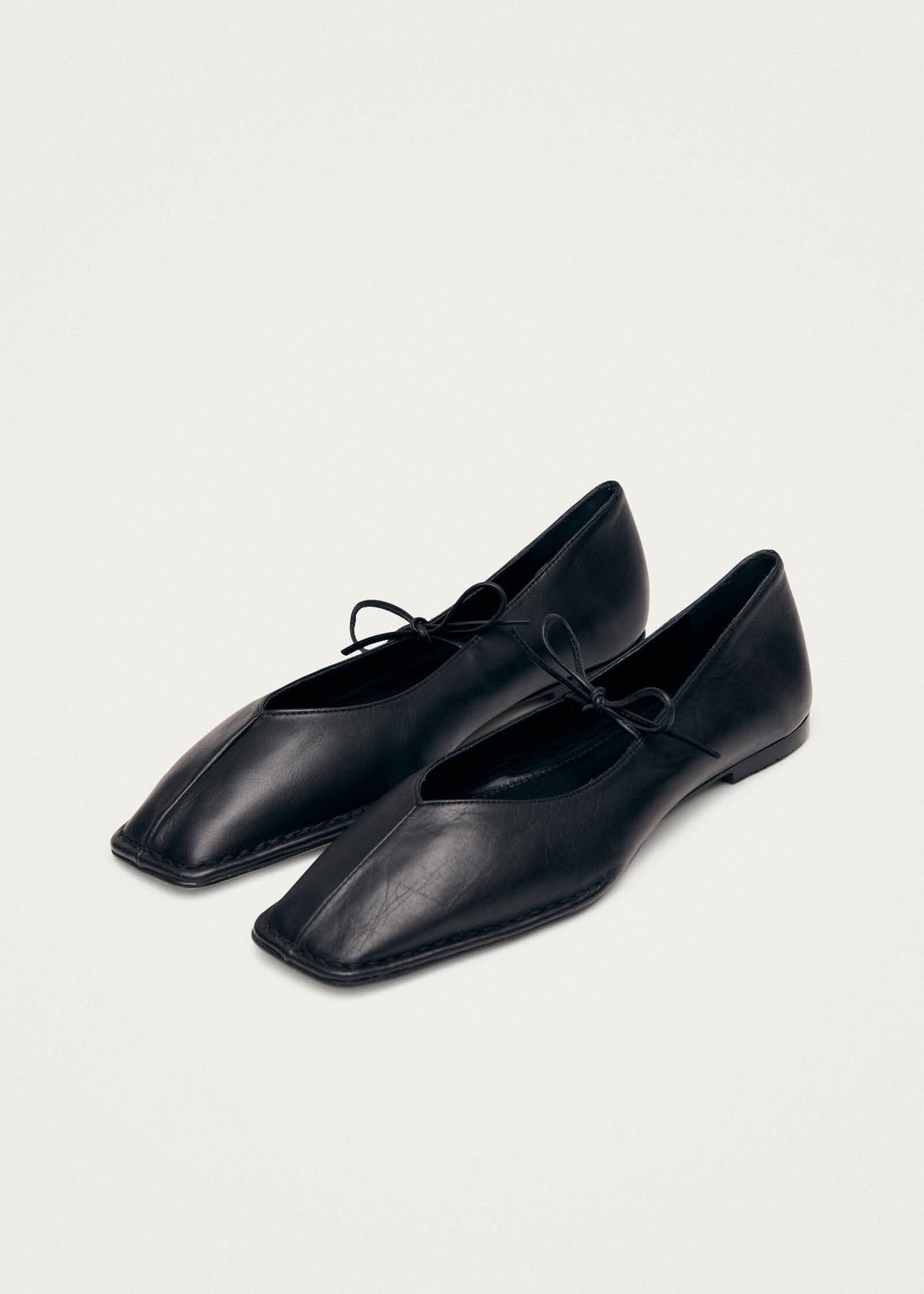 Sway Black Leather Ballet Flats - Image 8