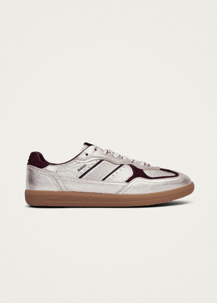 Tb.490 Grain Shimmer Silver & Burgundy Leather Sneakers
