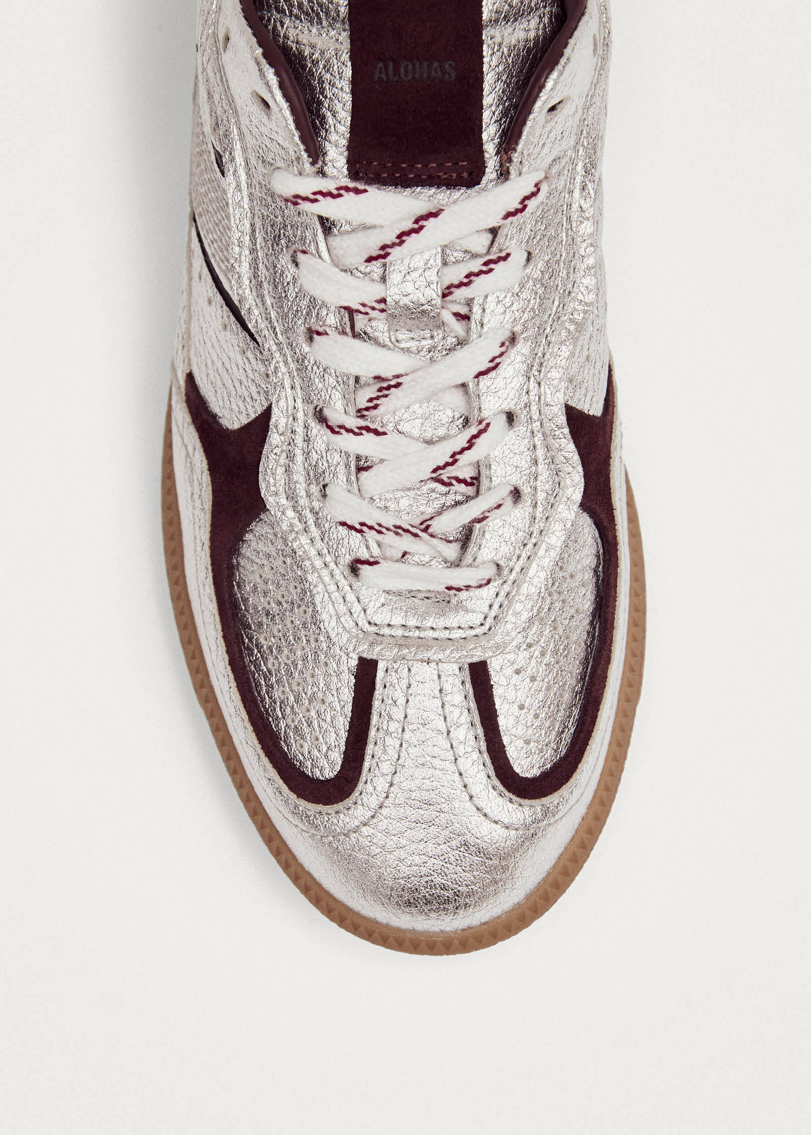 Tb.490 Grain Shimmer Silver & Burgundy Leather Sneakers - Image 7