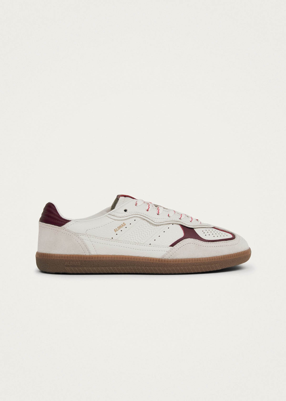 Tb.490 Rife Grain White Burgundy Leather Sneakers